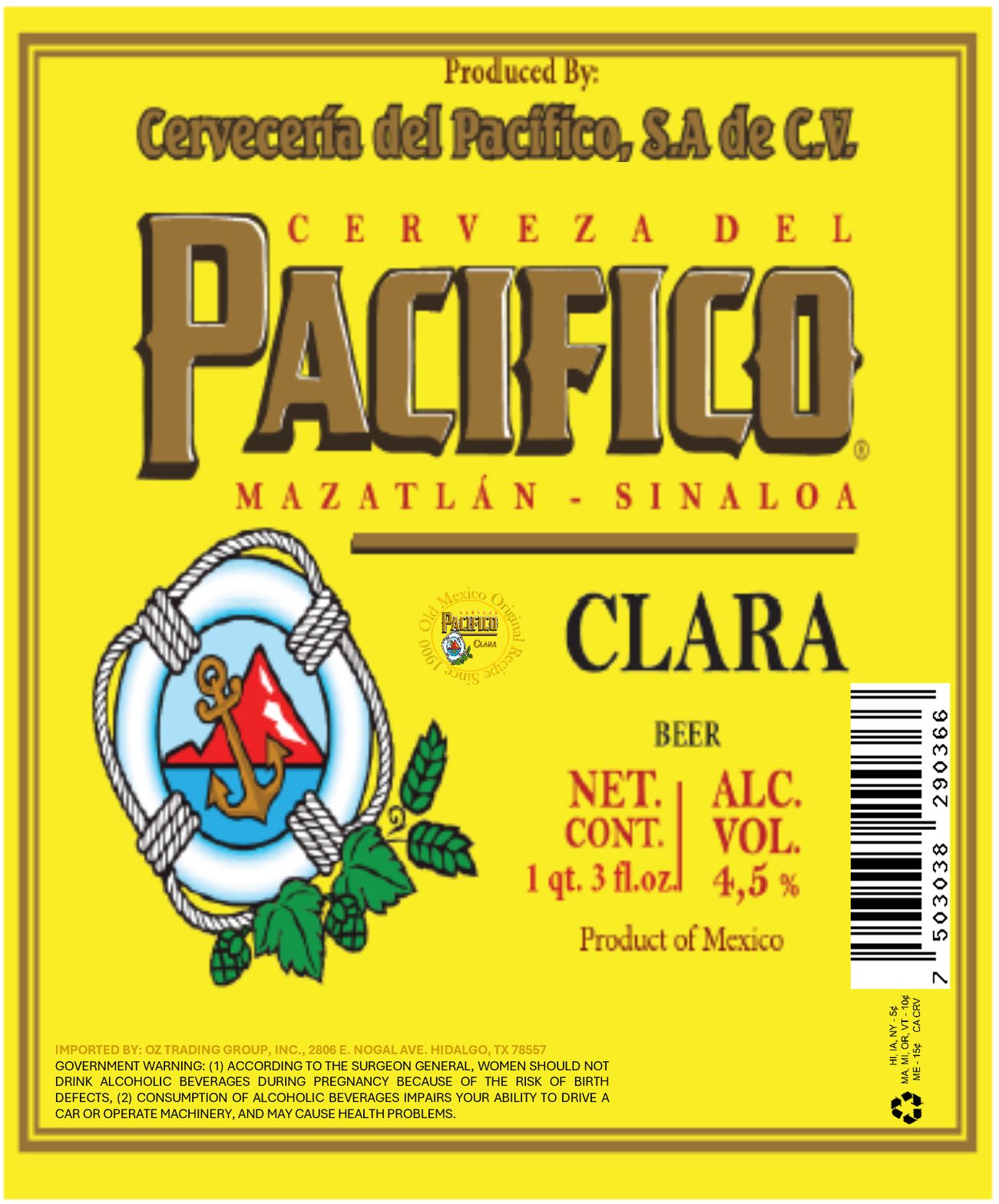 Pacifico Clara label