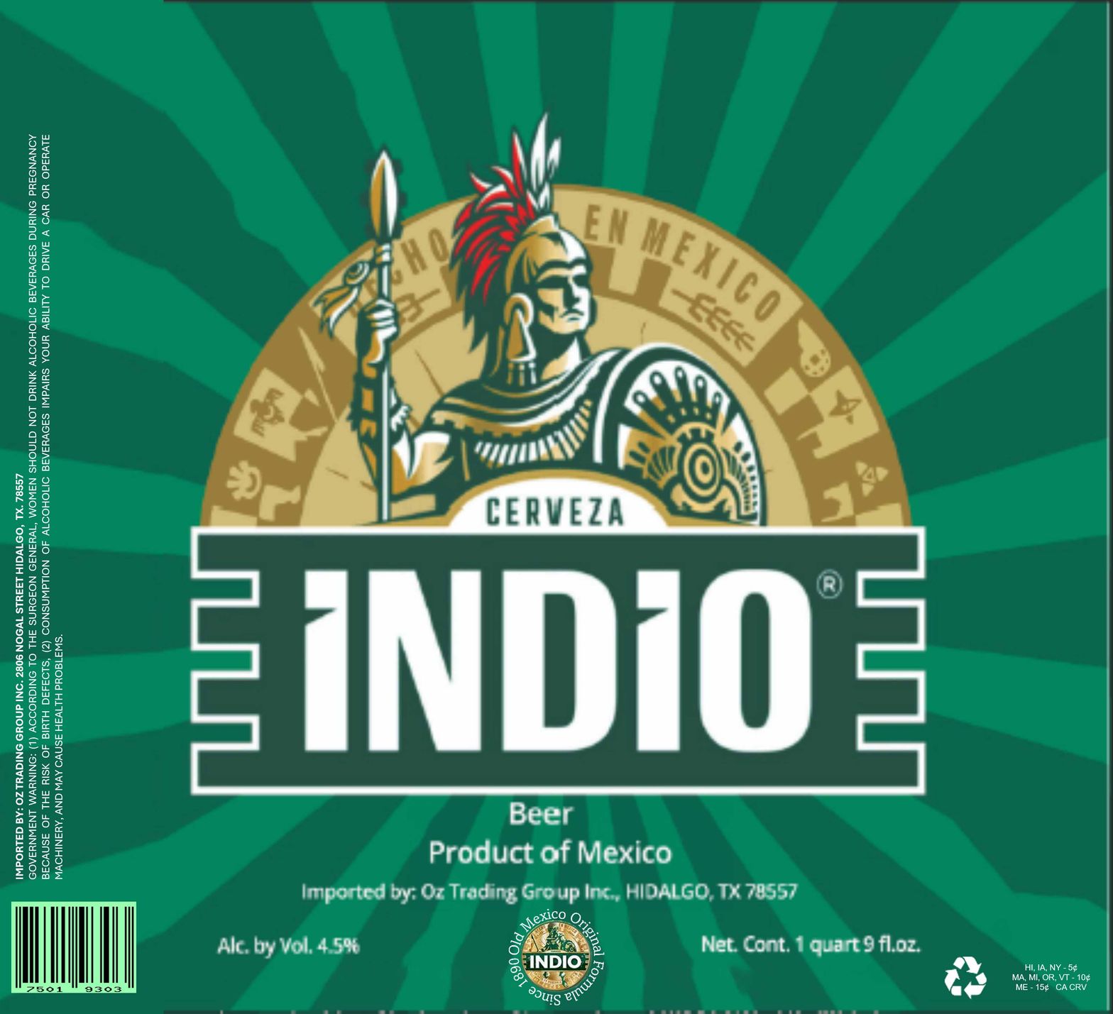 Cerveza Indio label