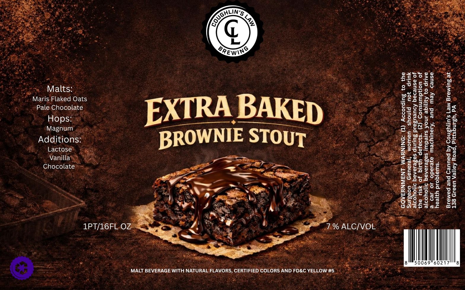 Extra Baked Brownie Stout label
