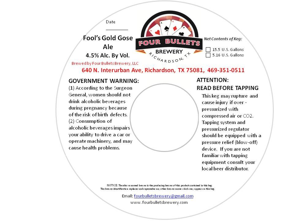Fool's Gold Gose Ale label