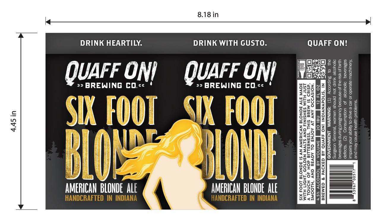 Six Foot Blonde label
