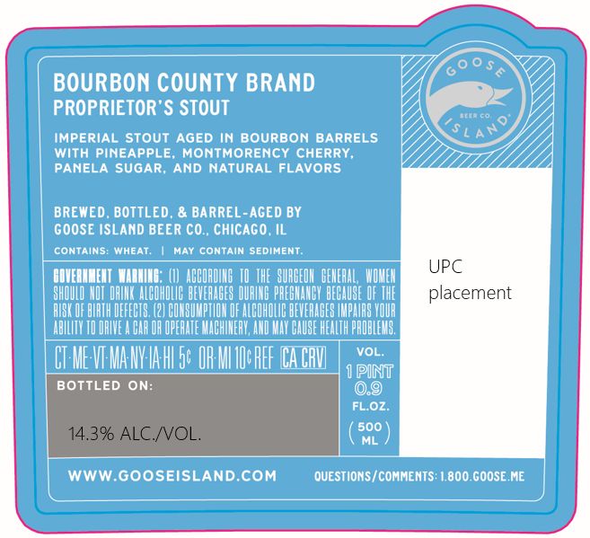 Bourbon County Brand Proprietor's Stout label