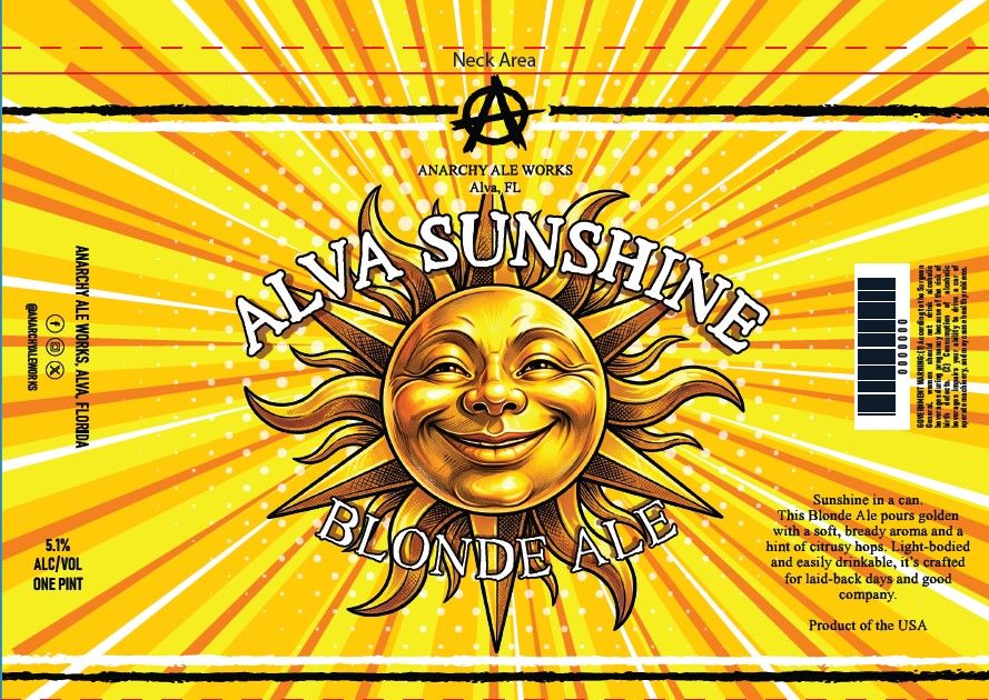 Alva Sunshine Blonde Ale label