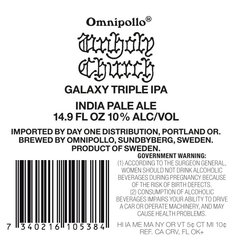 Unholy Church Galaxy Triple IPA label