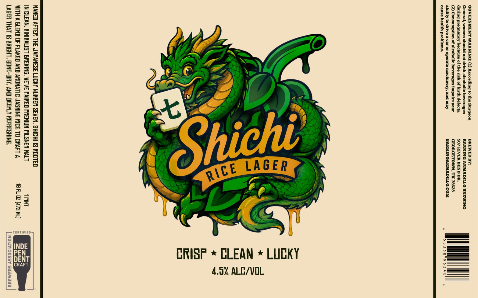 Shichi Rice Lager label