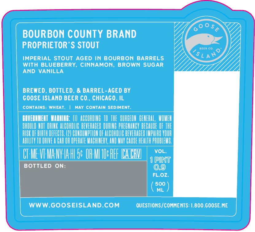 Bourbon County Brand Proprietor's Stout label