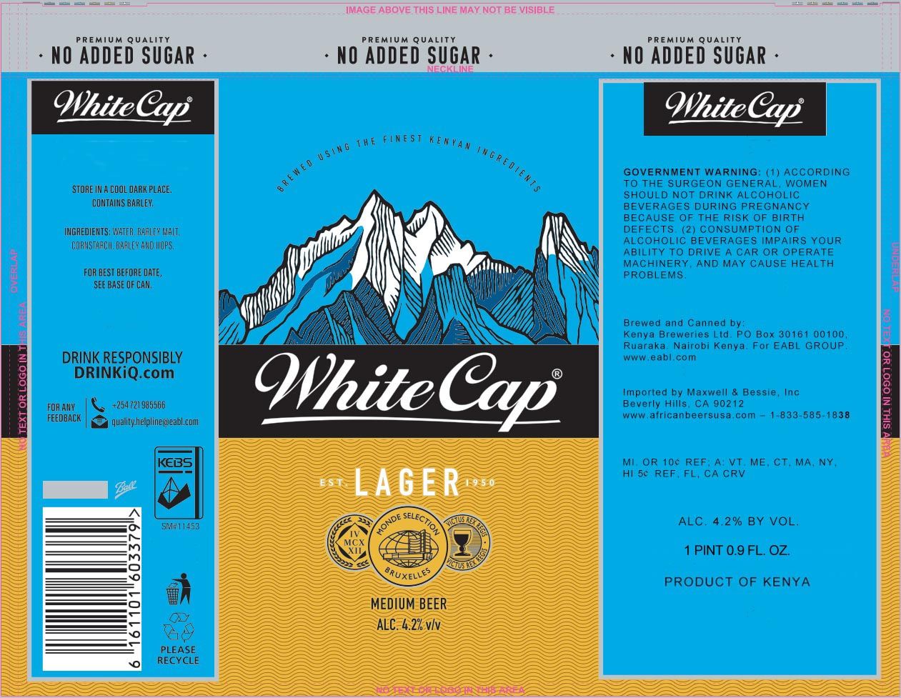 White Cap Lager label