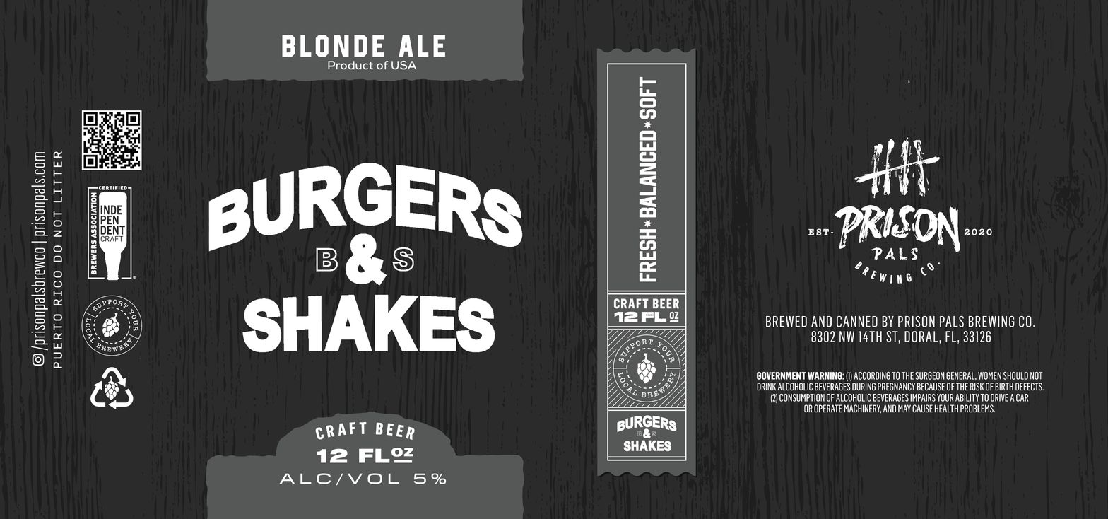 Burgers & Shakes label