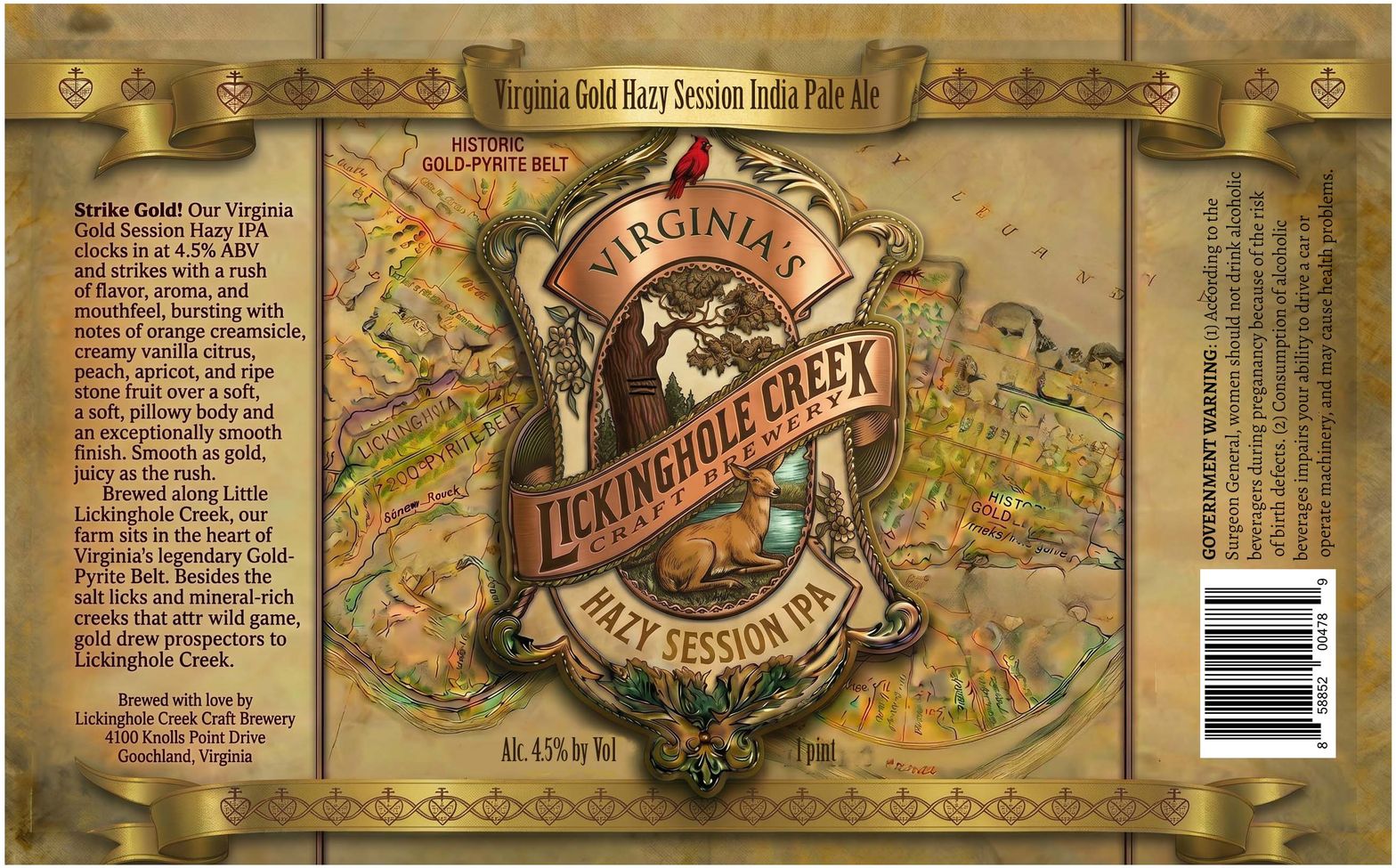 Virginia Gold Hazy Session India Pale Ale label