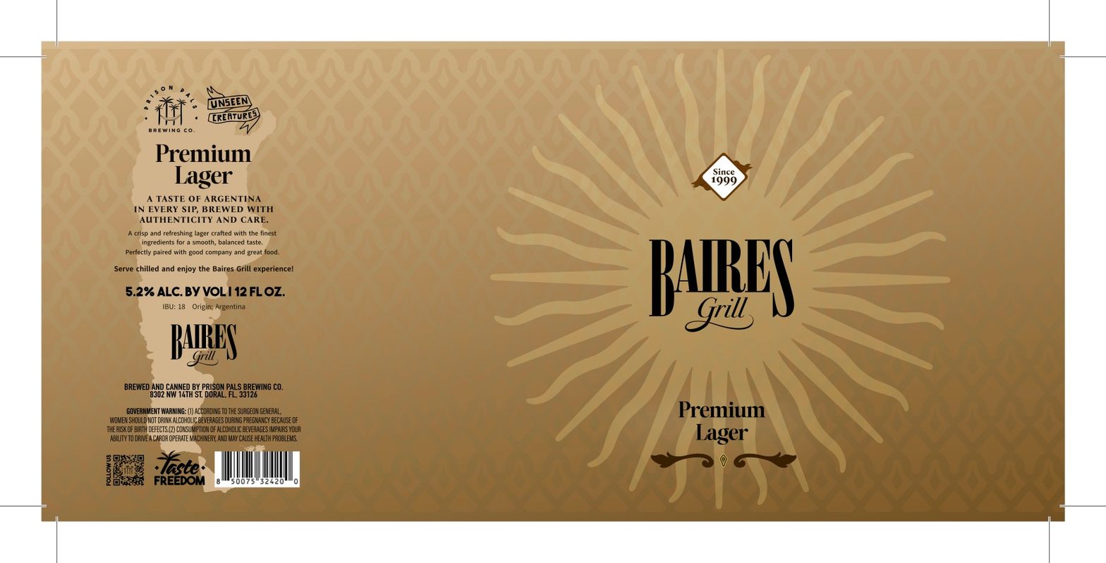 Baires Grill Premium Lager label