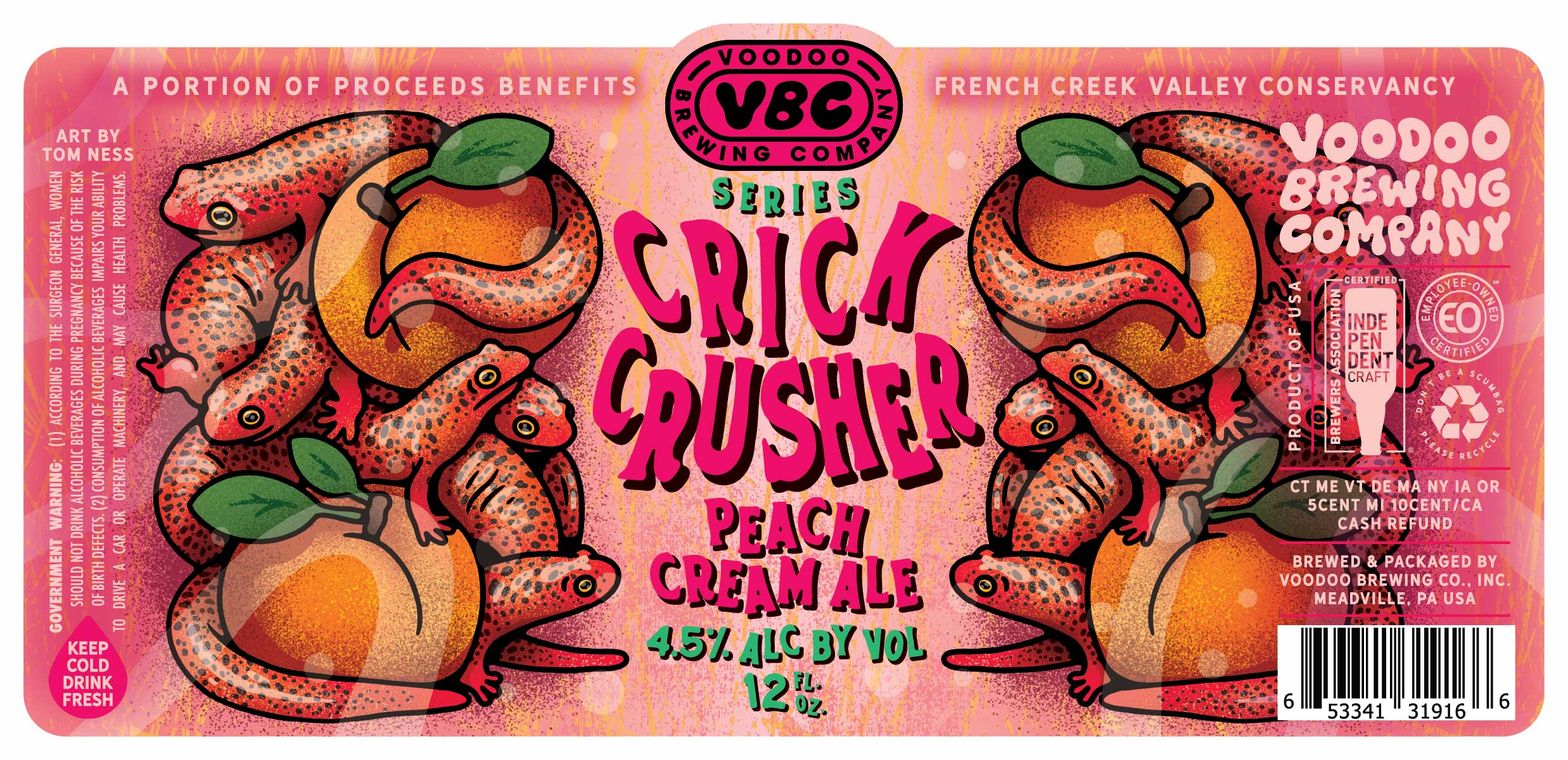 Crick Crusher Peach Cream Ale label