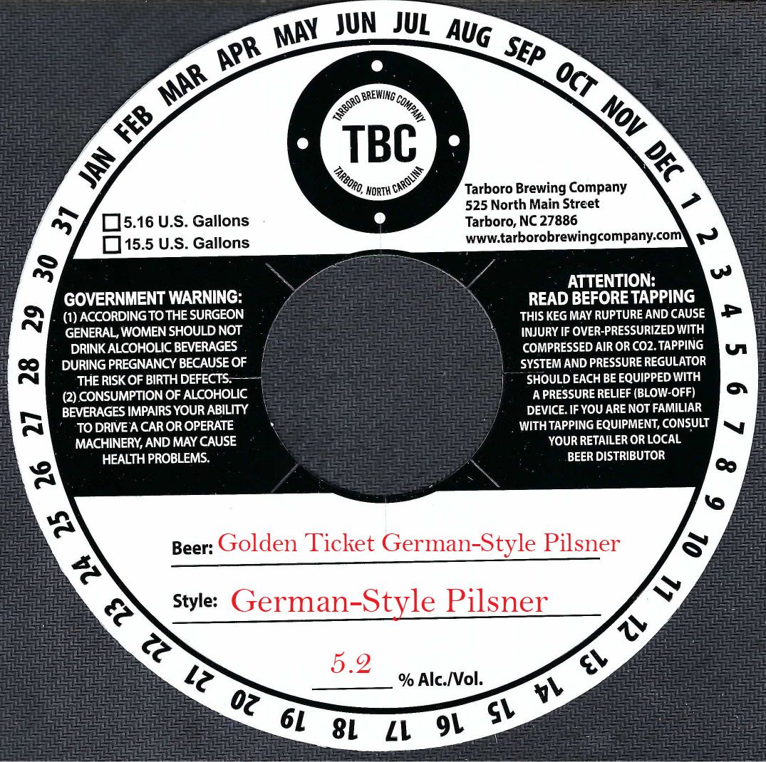 Golden Ticket German-Style Pilsner label