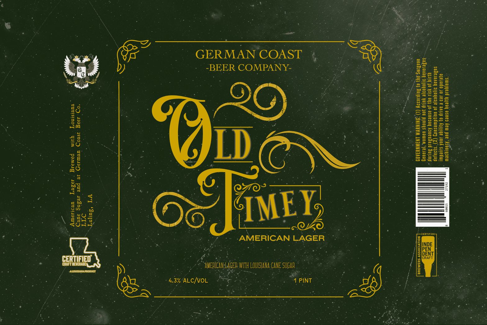 Old Timey American Lager label