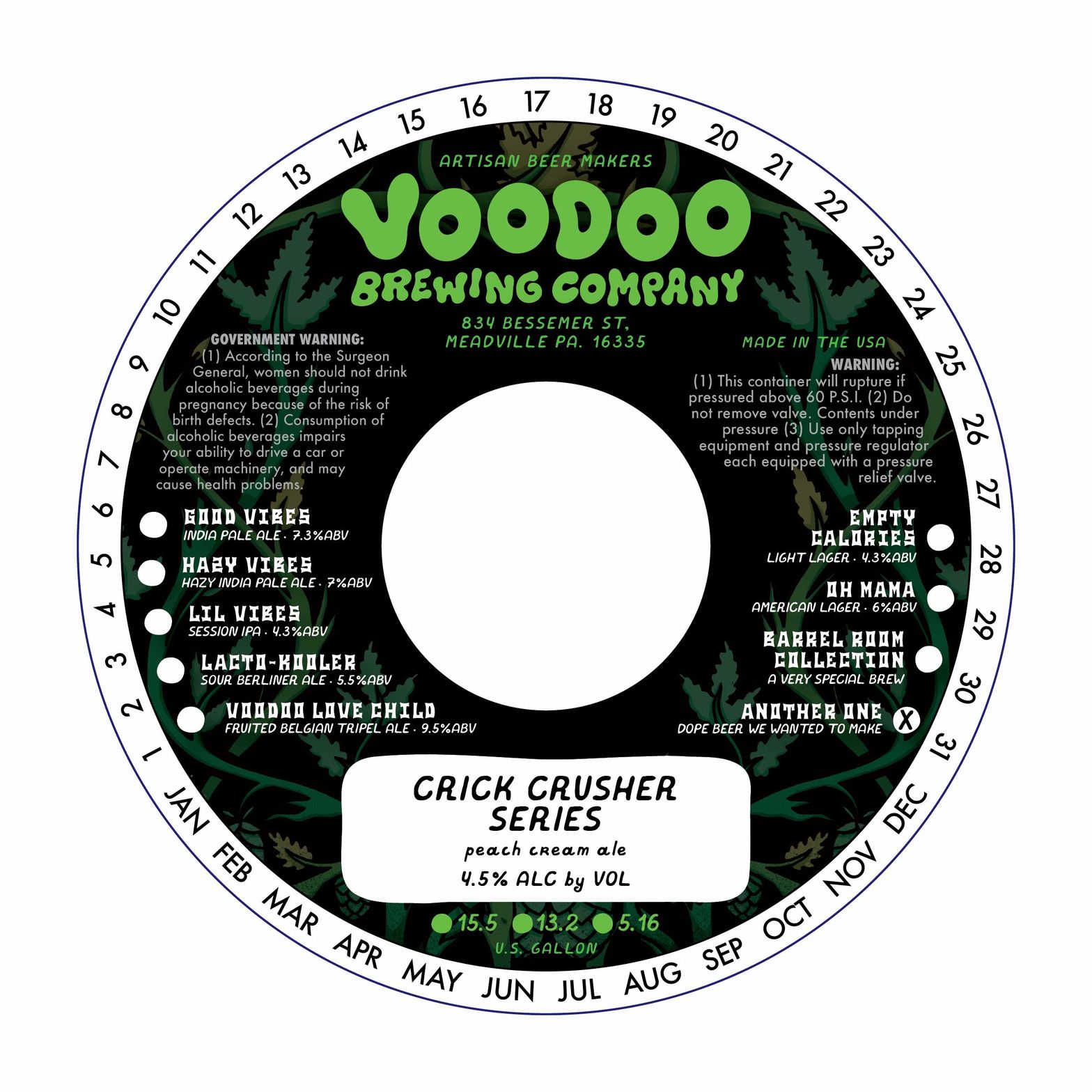 Crick Crusher Series - Peach Cream Ale label