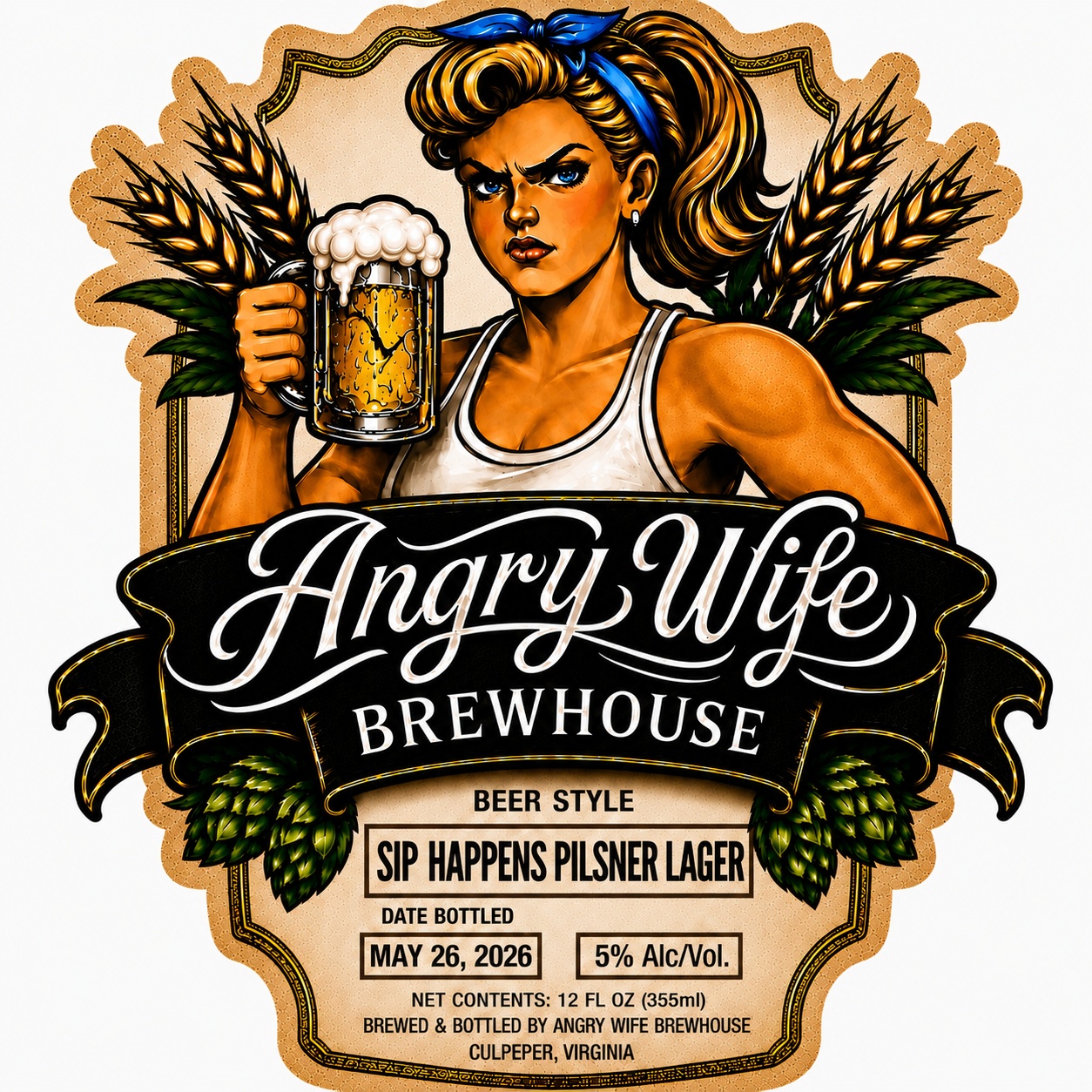 Sip Happens Pilsner Lager label