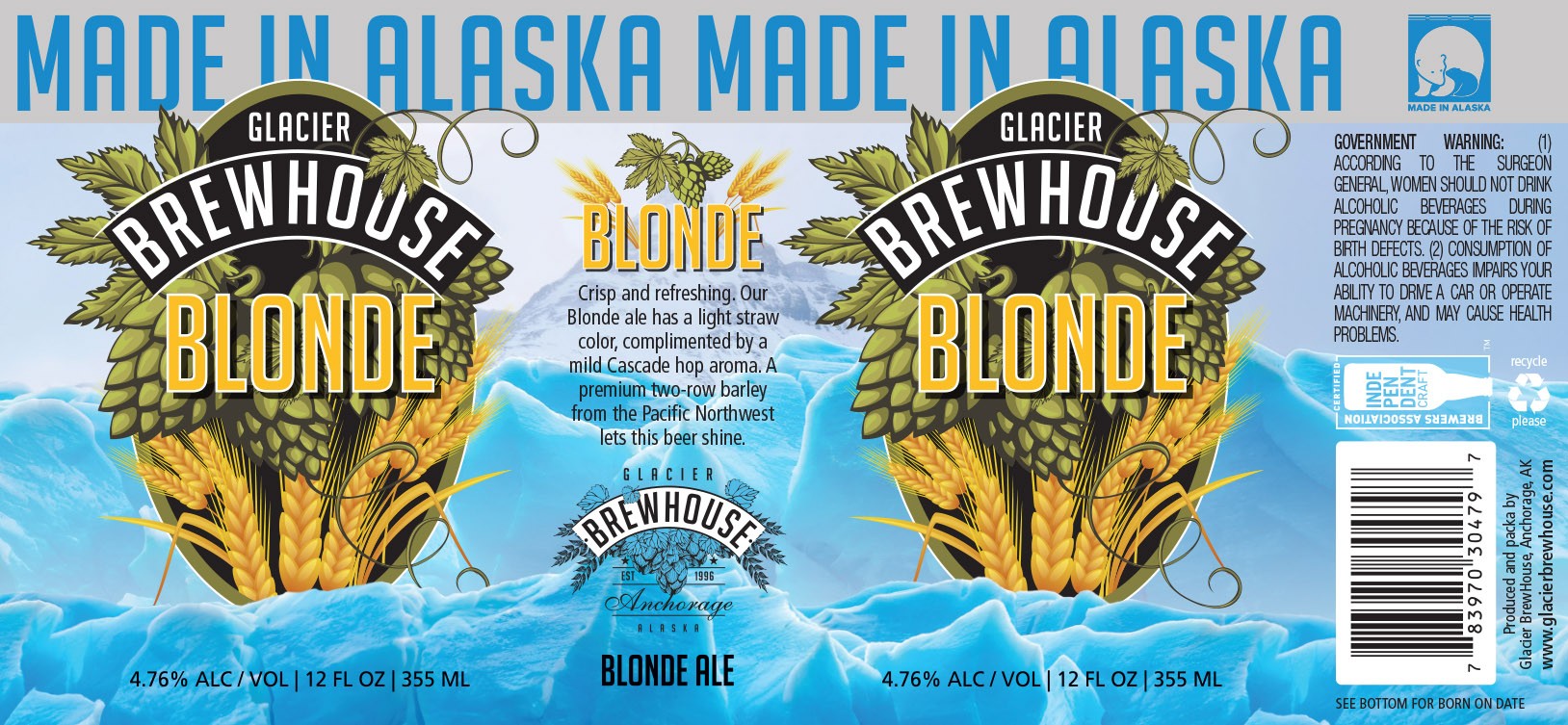 Glacier Brewhouse Blonde label