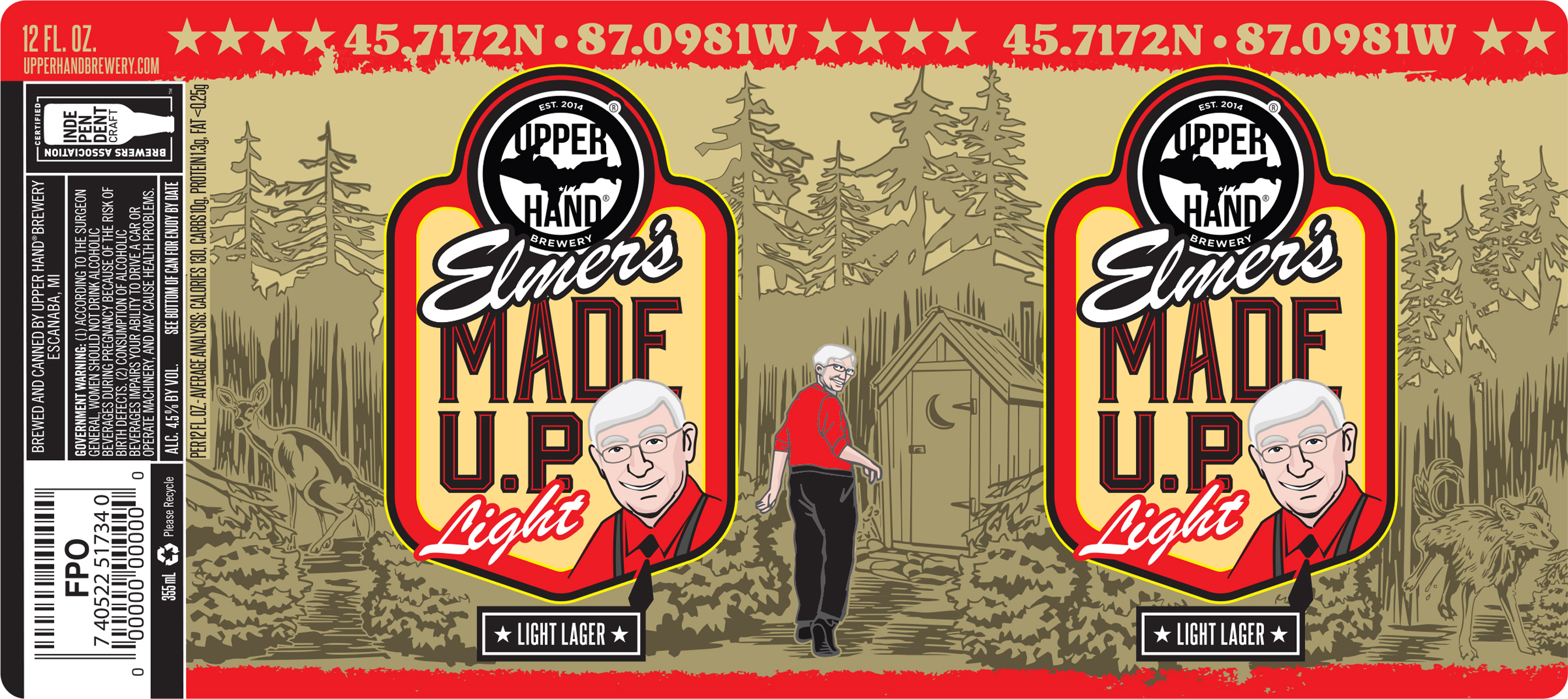 Elmer's Made U.P. Light label
