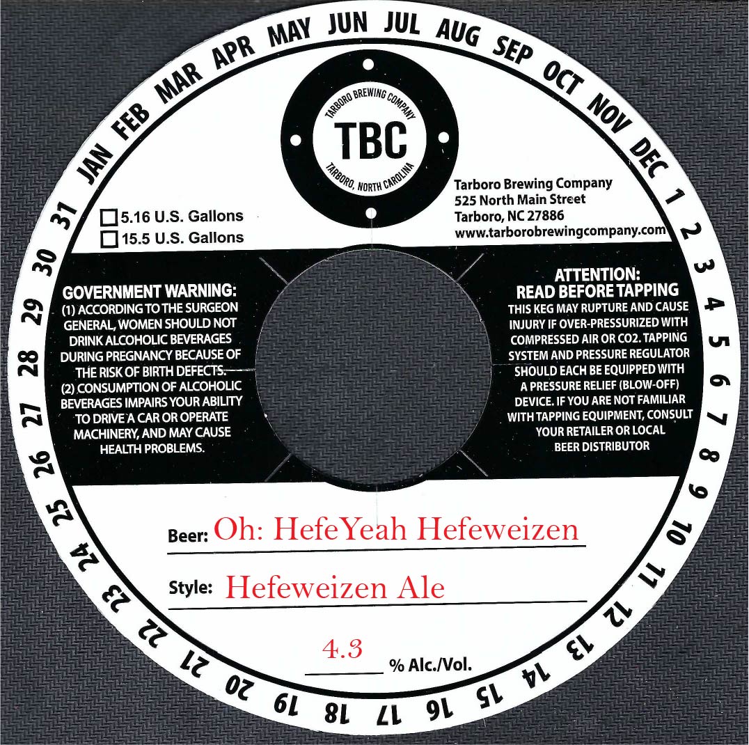 Oh: HefeYeah Hefeweizen label