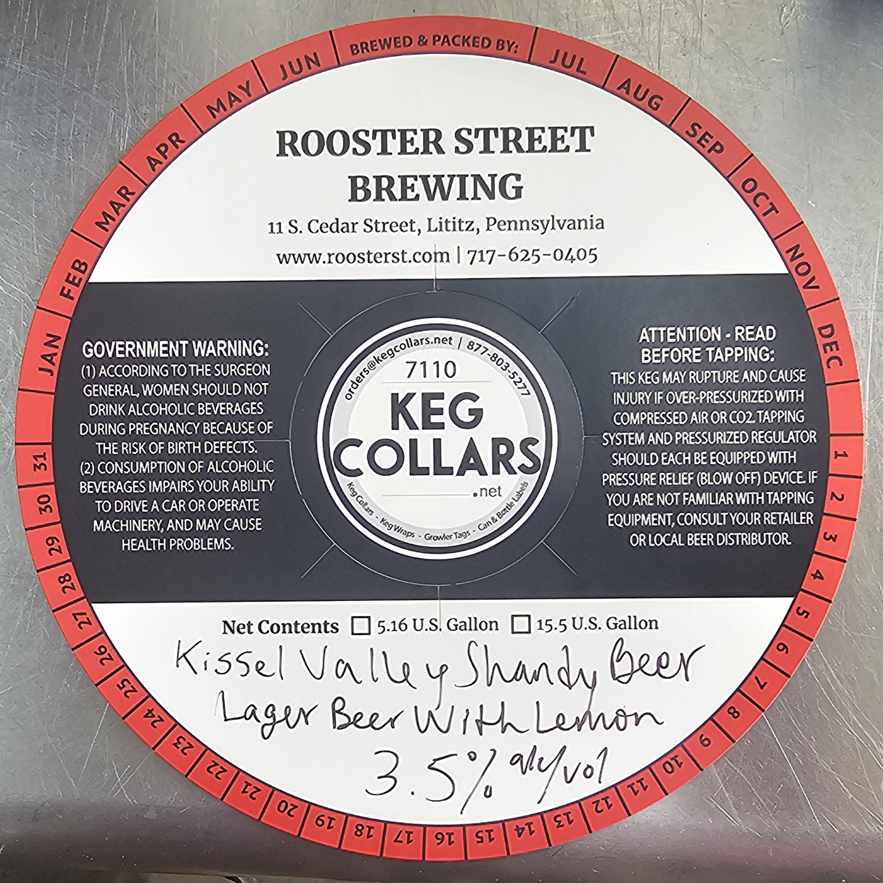Kissel Valley Shandy Beer label