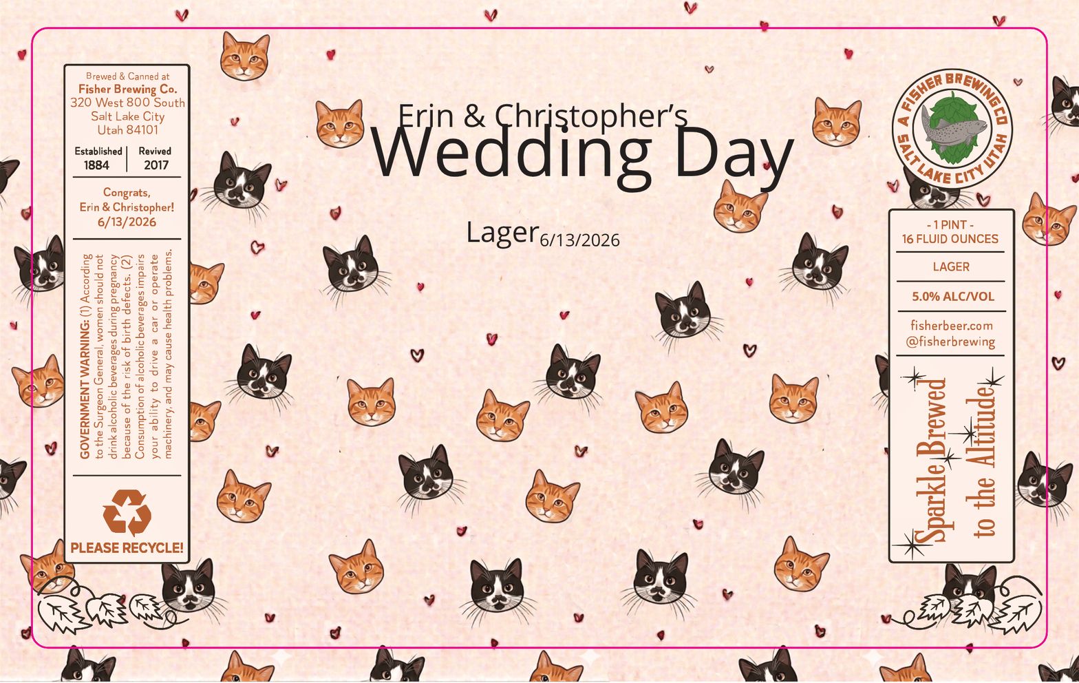 Erin & Christopher's Wedding Day Lager label