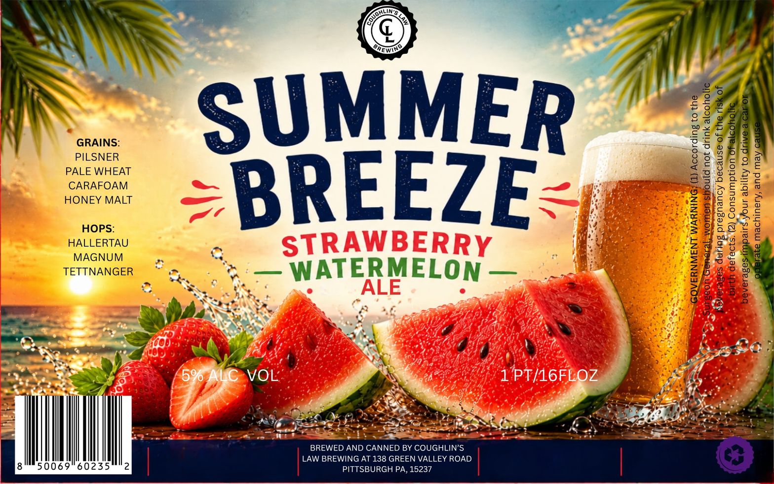 Summer Breeze Strawberry Watermelon Ale label