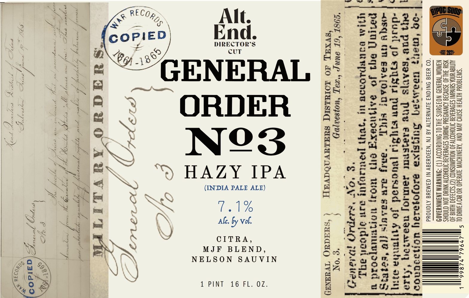 General Order No. 3 label
