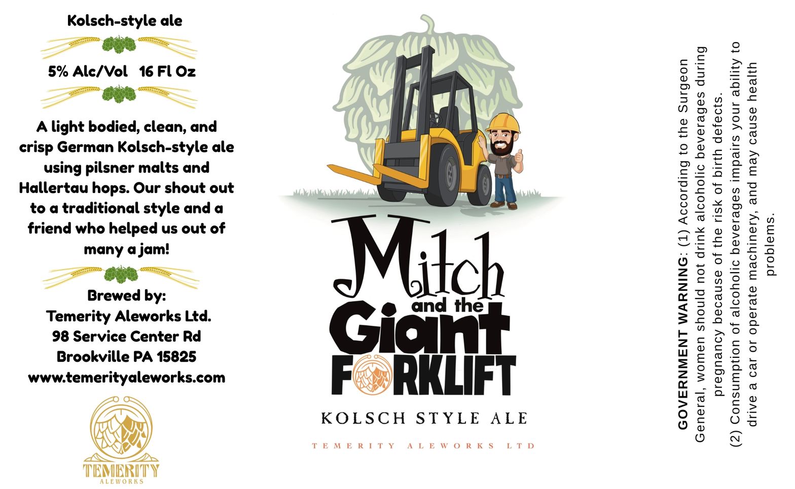 Mitch and the Giant Forklift label