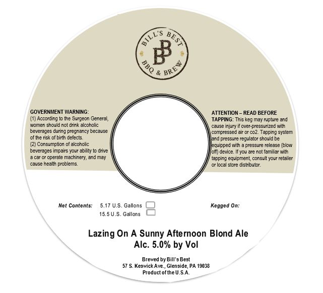 Lazing On A Sunny Afternoon Blond Ale label