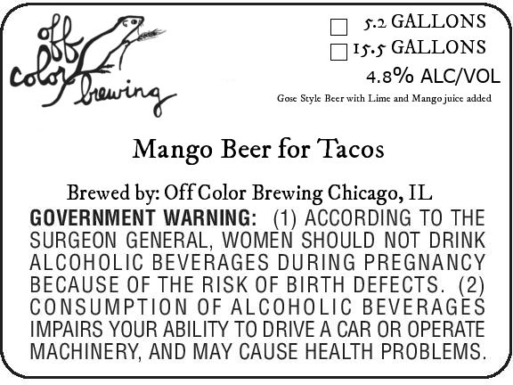 Mango Beer for Tacos label