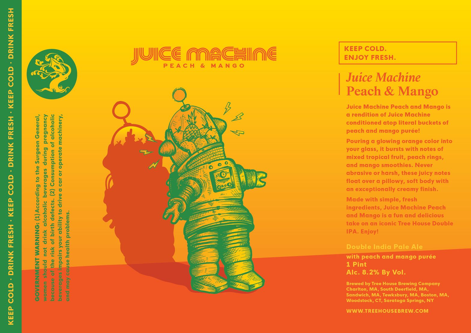 Juice Machine Peach & Mango label