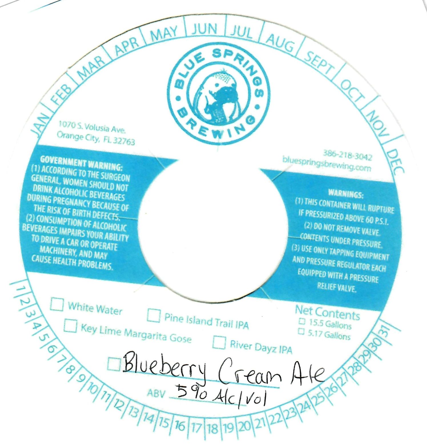 Blueberry Cream Ale label