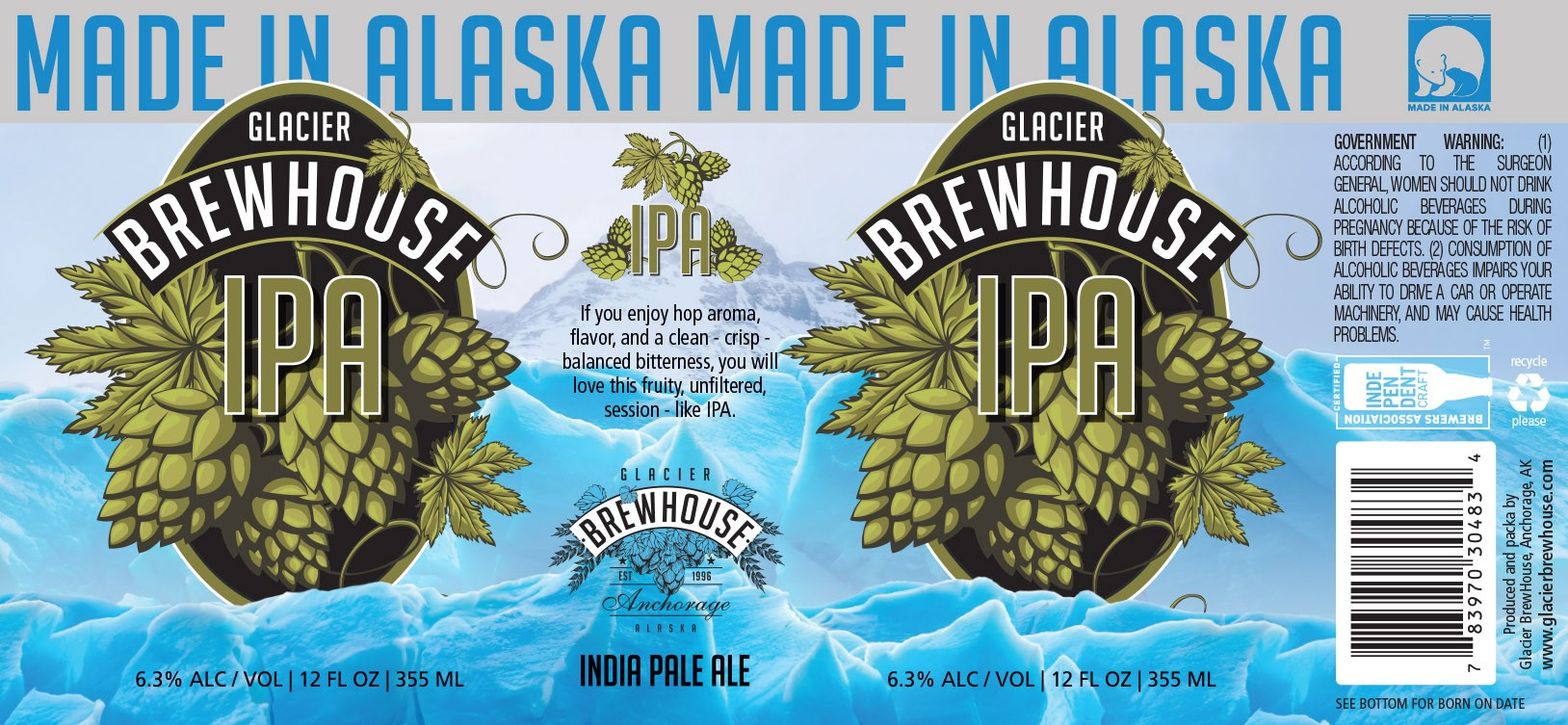 Glacier Brewhouse IPA label