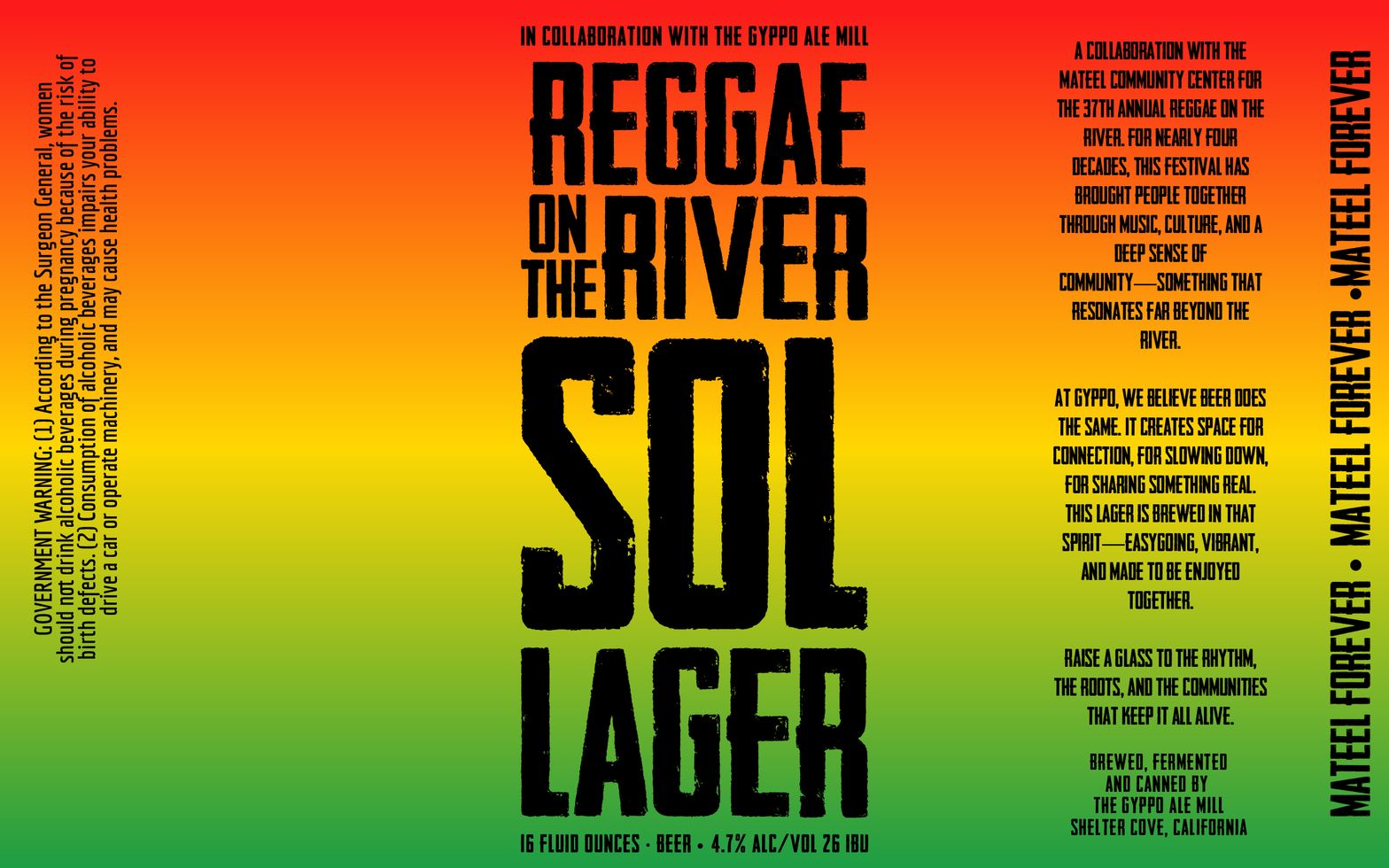 Reggae on the River Sol Lager label