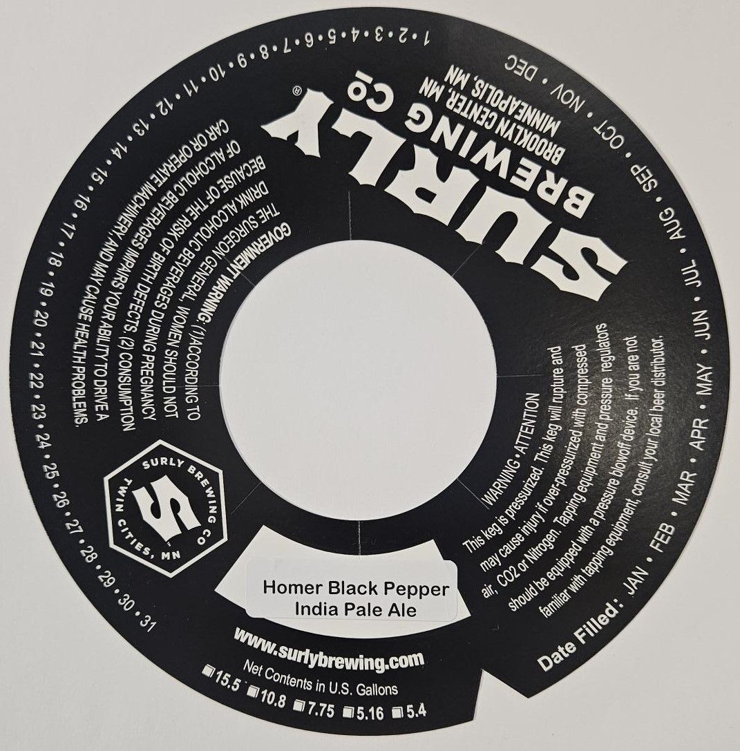 Homer Black Pepper India Pale Ale label