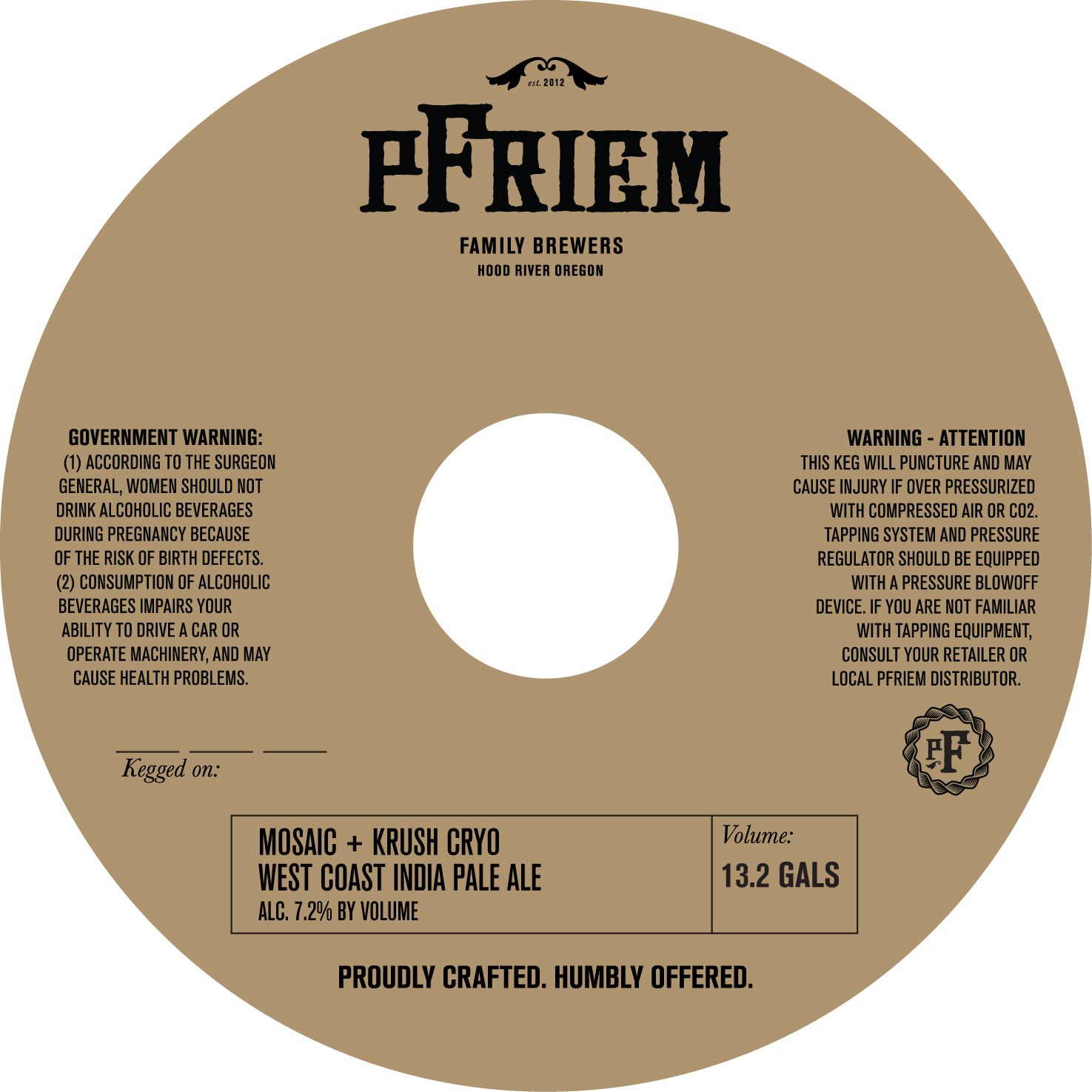 Mosaic + Krush Cryo West Coast India Pale Ale label