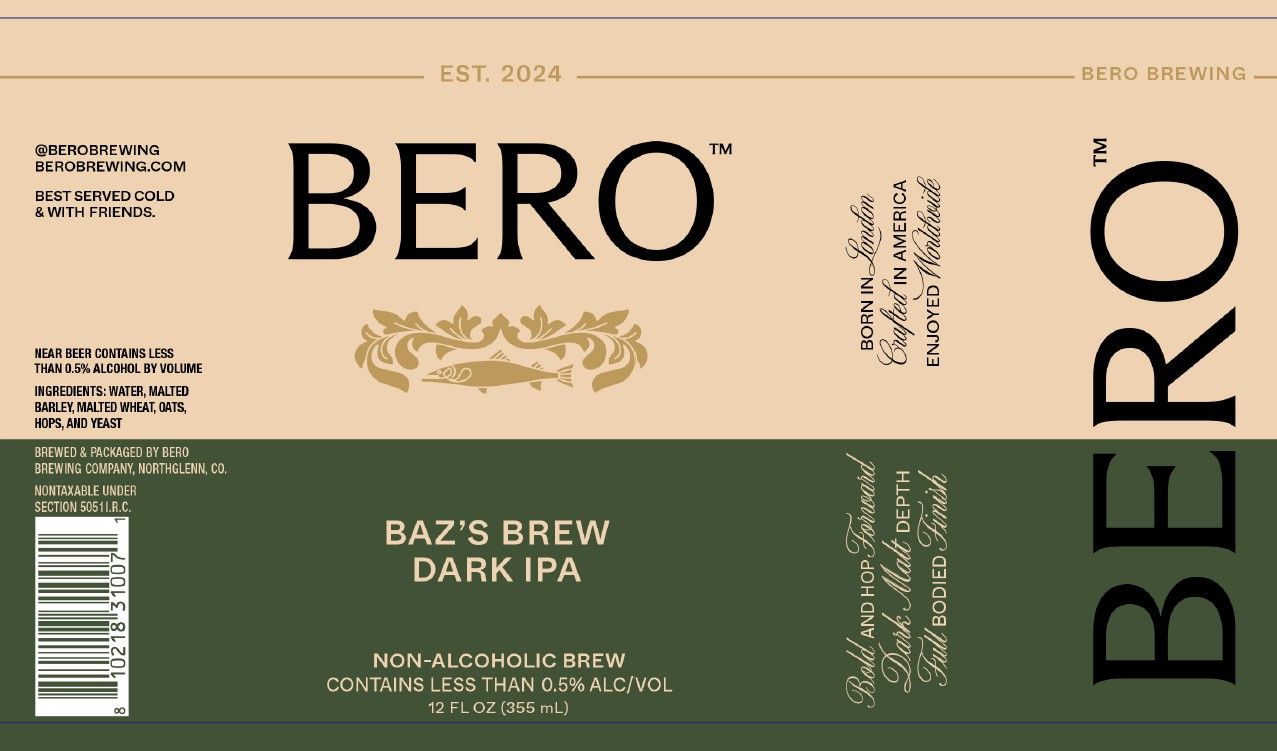 Baz's Brew Dark IPA label