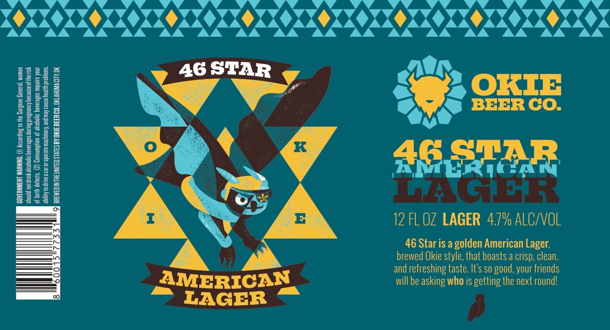 46 Star American Lager label