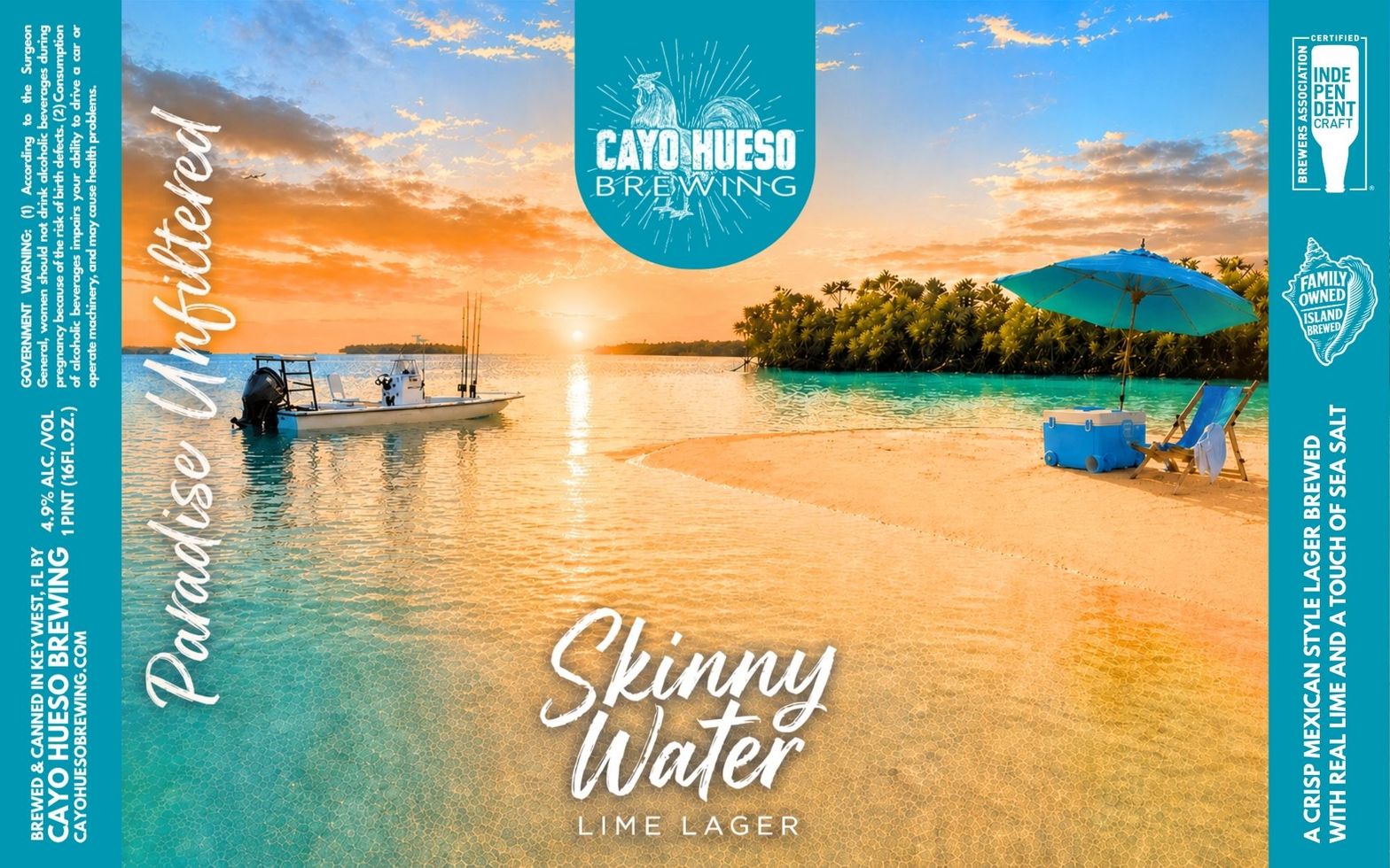Skinny Water Lime Lager label
