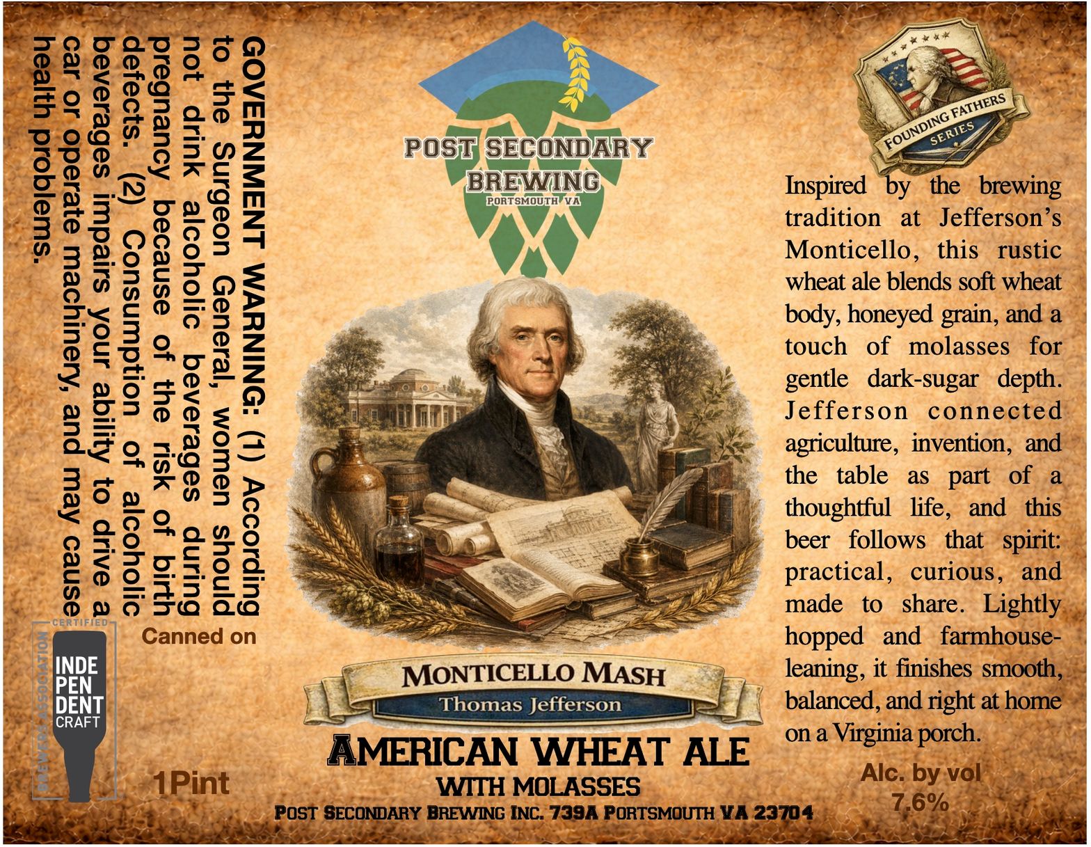 Monticello Mash label