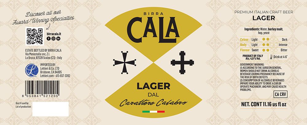 Birra Cala Lager label