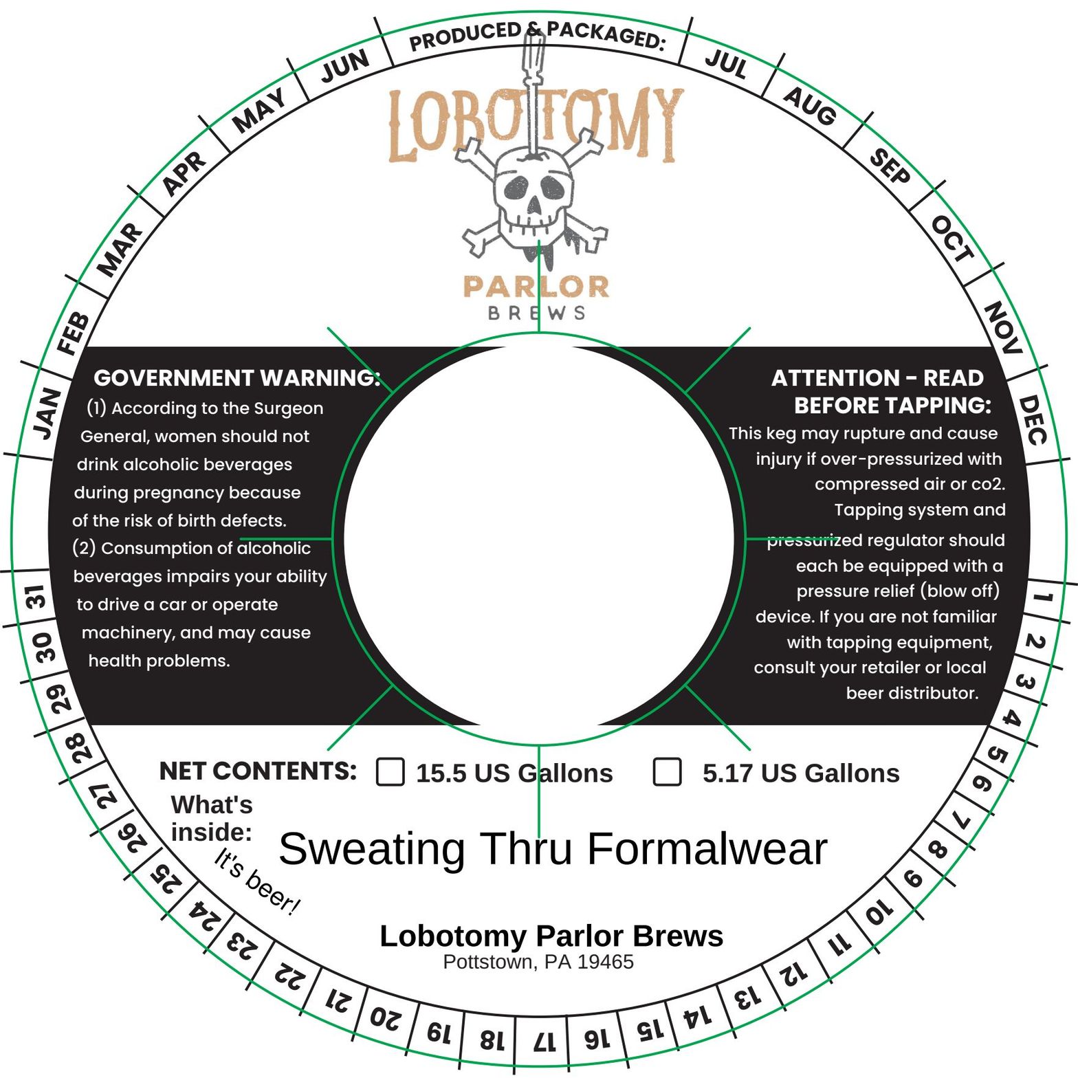 Sweating Thru Formalwear label
