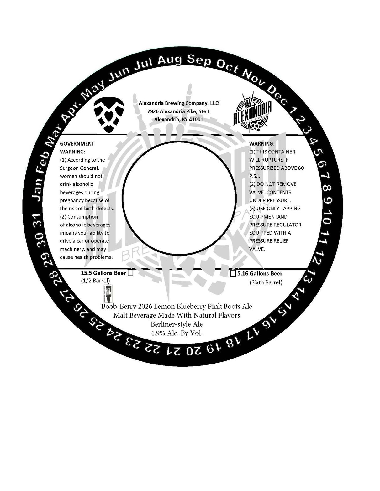 Boob-Berry 2026 Lemon Blueberry Pink Boots Ale label