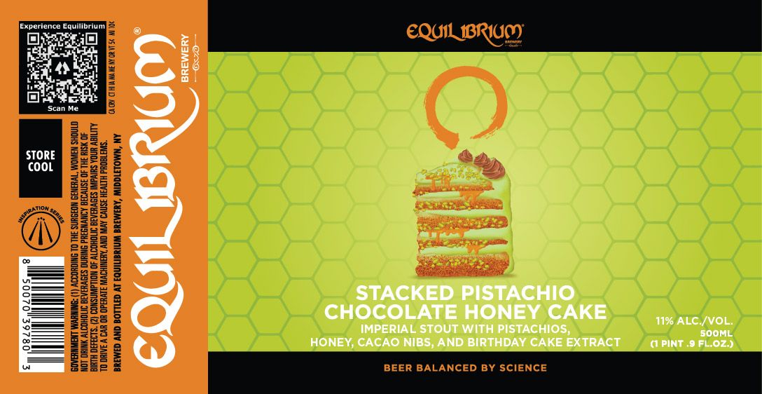 Stacked Pistachio Chocolate Honey Cake label