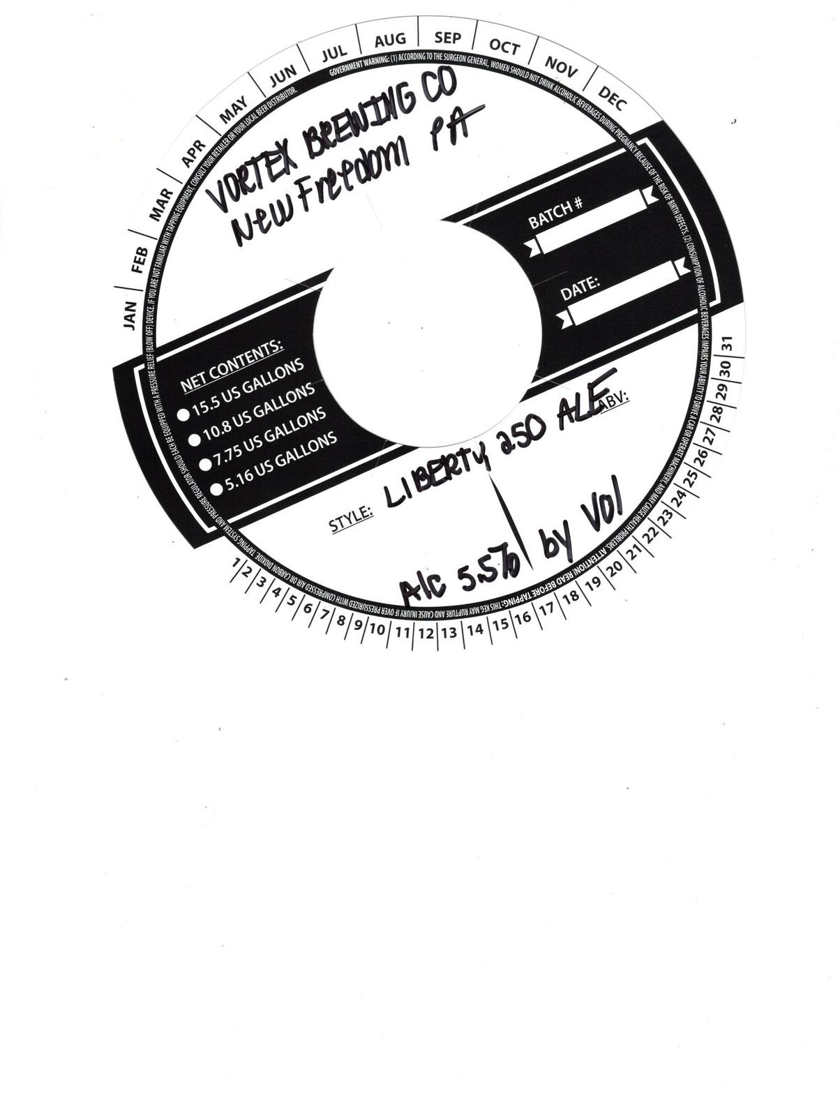 Liberty 250 Ale label