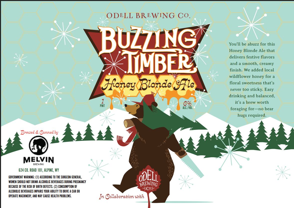 Buzzing Timber Honey Blonde Ale label