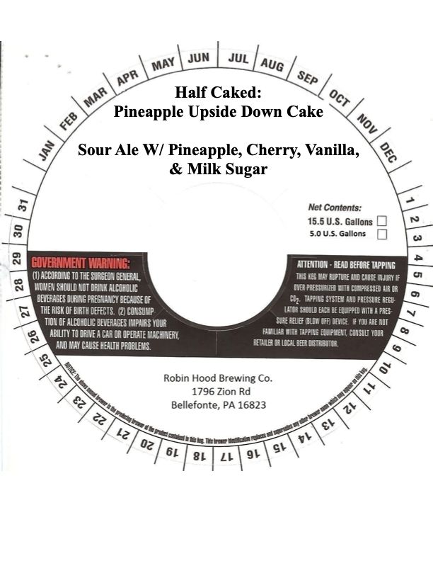 Half Caked: Pineapple Upside Down Cake label