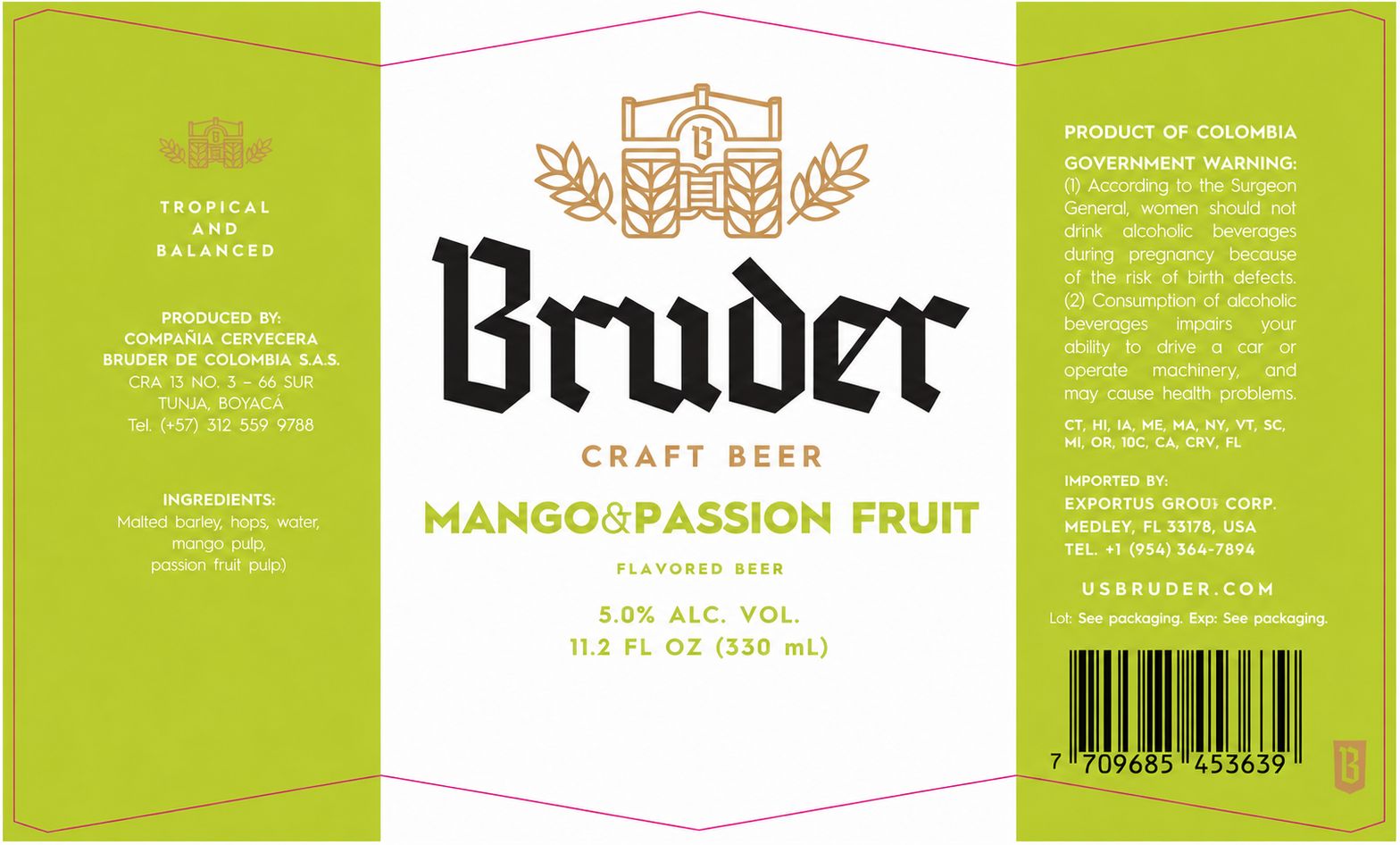 Mango & Passion Fruit label