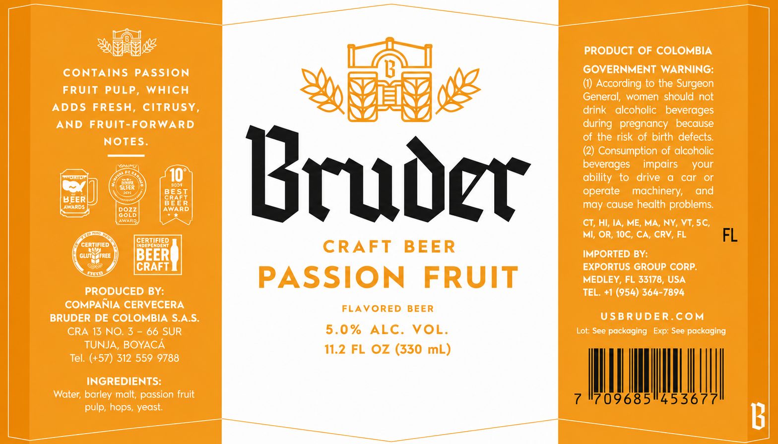 Bruder Passion Fruit label