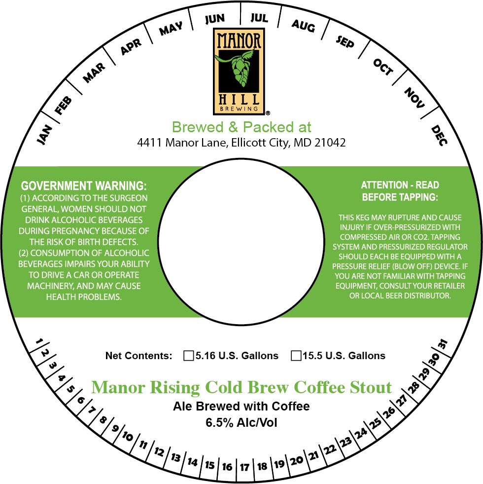 Manor Rising Cold Brew Coffee Stout label