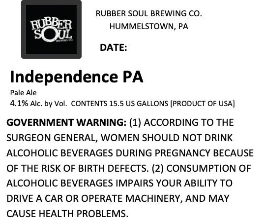 Independence PA label